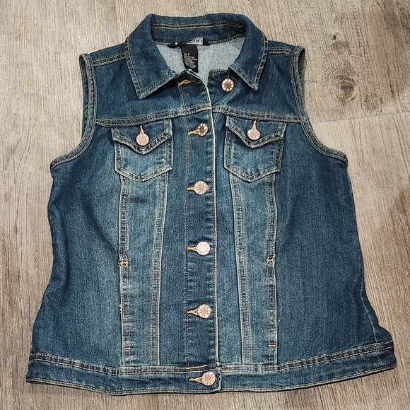 Baccini Blue Denim Vest Size Small - Picture 1 of 3
